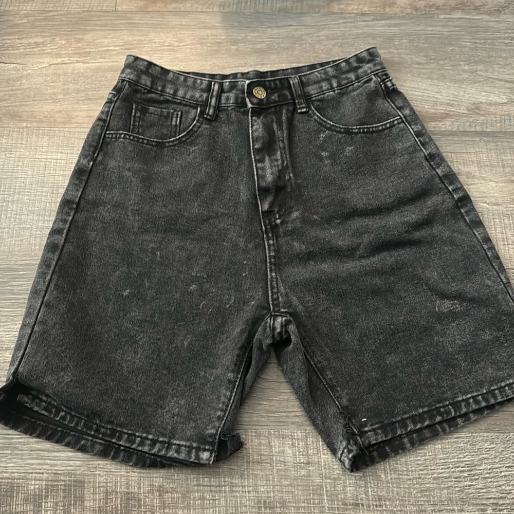 Black Jean shorts.